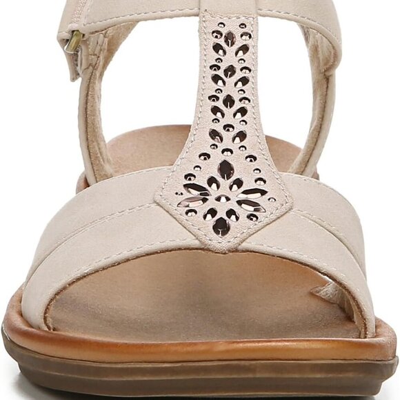 Women's Summer Sandals Faux Leather Flat Shoes Rhinestones Comfortable - Picture 3 of 7